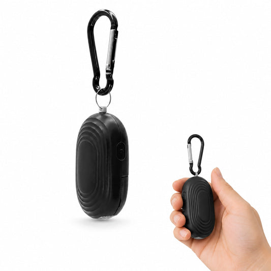 FURY Personal Safety Alarm - 110dB Panic Siren with Dual LED Flashlight & Carabiner Clip - Black
