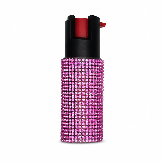 FURY Rhinestone Pepper Spray - Police-Grade Self-Defense with 12ft Range & UV Dye - Pink